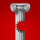 Illustration of a fancy greek column with what looks like a bite taken out of it. The bite mark is in the shape of a COVID virus.
